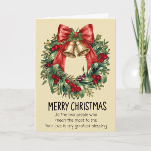 Jolie carte de Noël pliée pour maman et papa