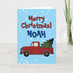 Jolie carte de Noël pour les enfants. Camion rouge