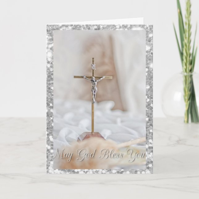 Jolie carte de Noël religieuse croisée (Devant)