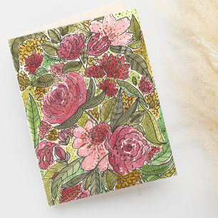 Jolie carte de note vierge aux fleurs roses