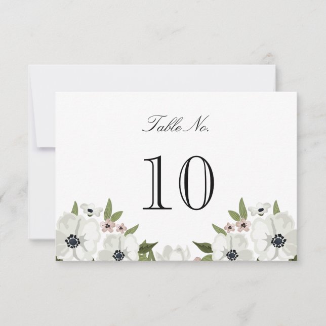 Jolie carte de numéro de table florale (Devant)