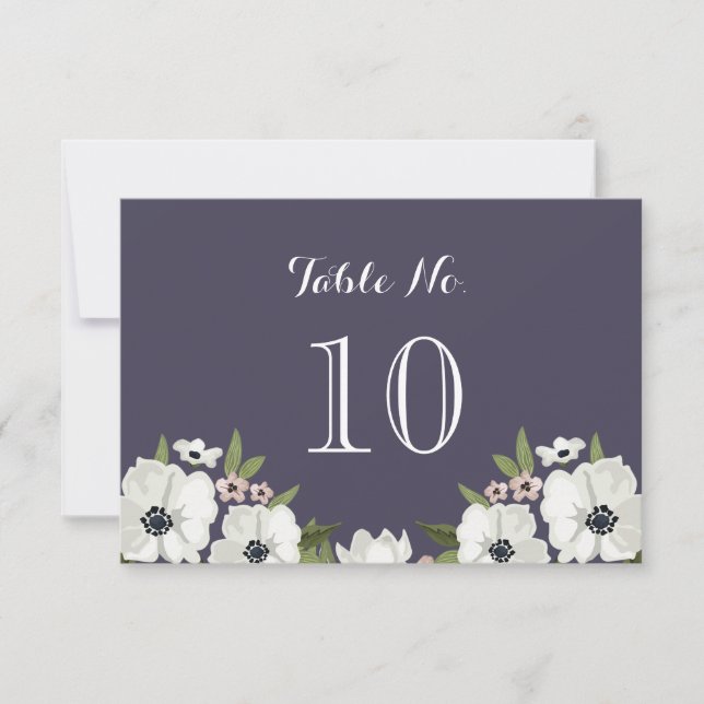 Jolie carte de numéro de table florale - violet (Devant)