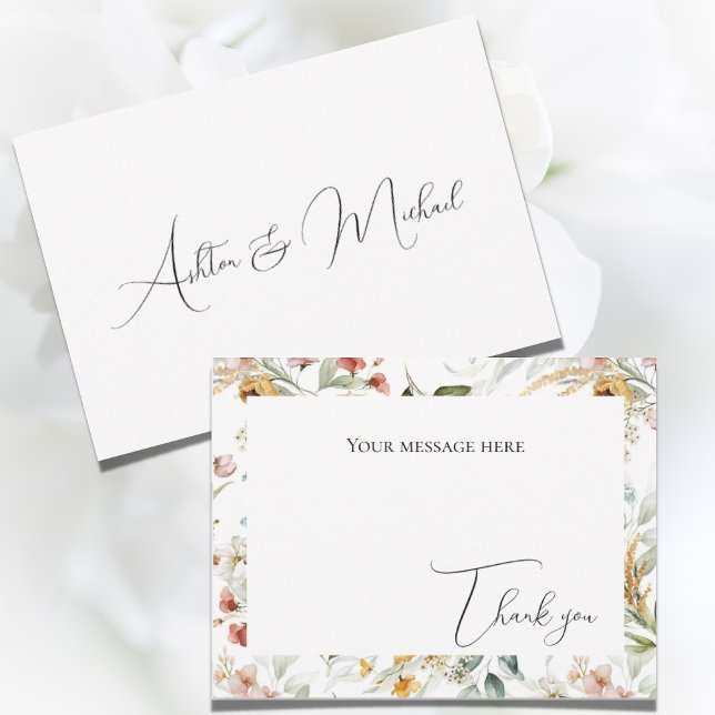 Jolie carte de remerciement à plat à motif floral  (Créateur téléchargé)