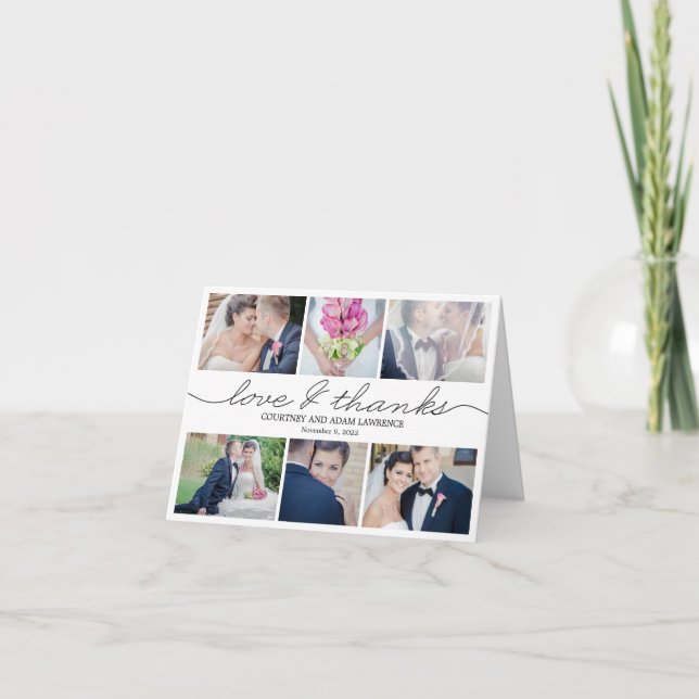 Jolie carte de remerciement de mariage - Blanc (Devant)
