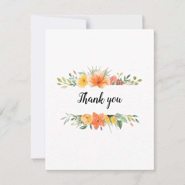 Jolie carte de remerciement florale ou carte vierg (Devant)