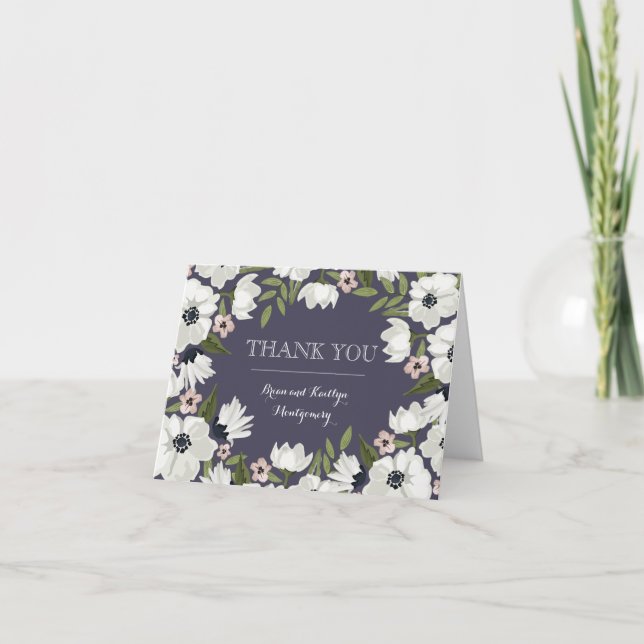 Jolie carte de remerciement florale - violet (Devant)