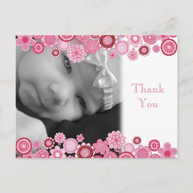 Jolie carte de remerciement photo de bébé fille en (Devant)