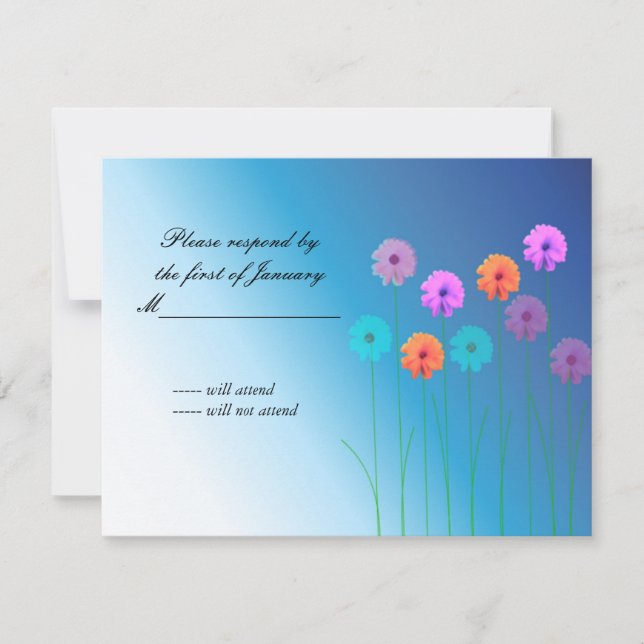 Jolie carte de réponse RSVP Floral Bleu (Devant)
