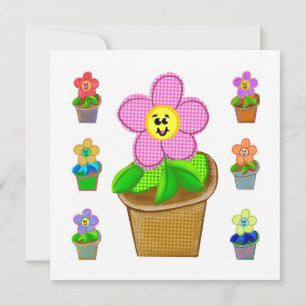 Jolie carte de vacances aux fleurs en pot Rosy Pos
