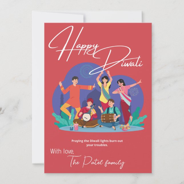 Jolie carte de vacances Diwali Flat (Devant)