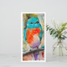 Jolie carte de vacances Oiseau Bleu Plat