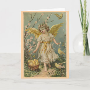 Jolie carte de vœux de Pâques ange vintage
