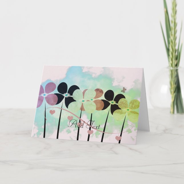 Jolie carte de voeux Floral Aquarelle Art (Devant)