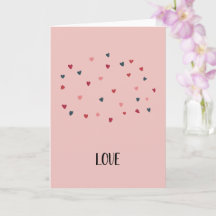 Jolie carte de vœux pliée Nuage de cœurs d'amour
