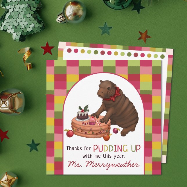 Jolie carte de vœux pour professeur d'hippopotame  (Créateur téléchargé)