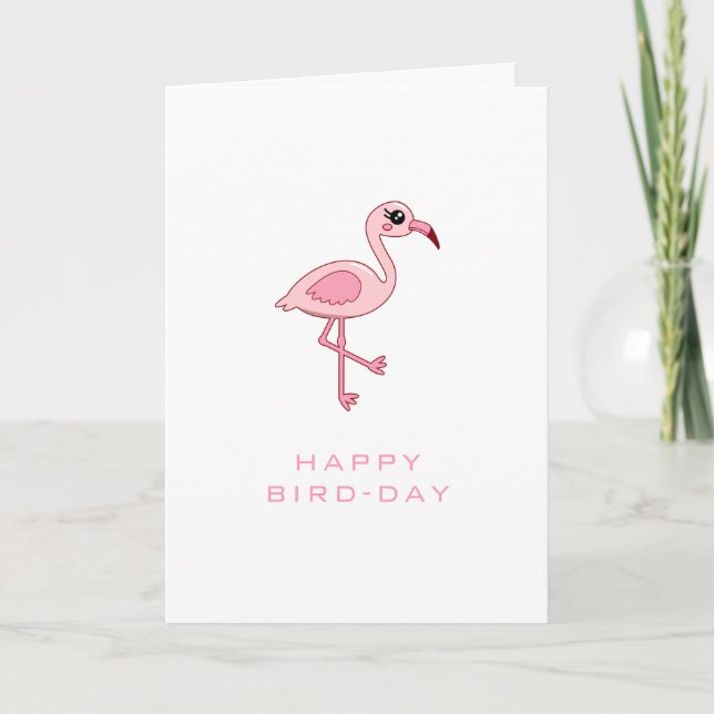 Jolie carte d'oiseaux pour Flamant rose rose (Devant)
