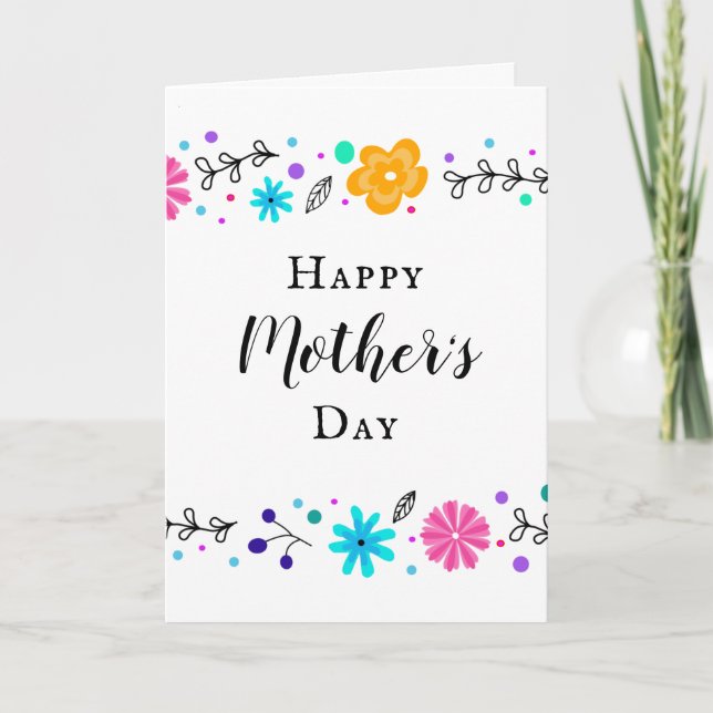 Jolie carte Floral moderne mère's Day Card (Devant)