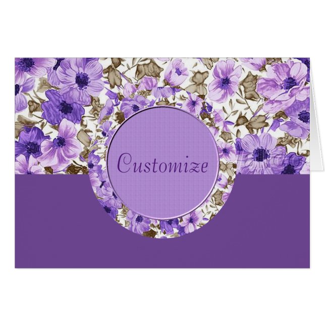 Jolie carte florale violette et blanche 2 (Devant Horizontal)