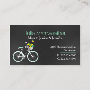Jolie carte mère verte à bicyclette personnalisée