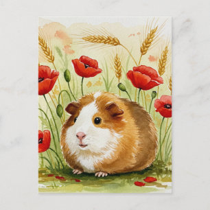 Jolie carte postale de fleurs de pavot de cochon d