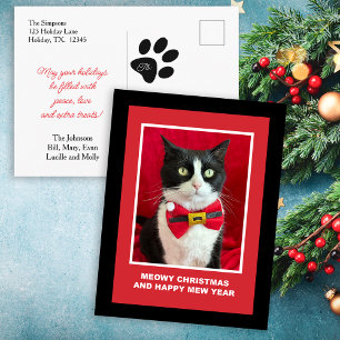 Jolie carte postale de Noël de chat smoking