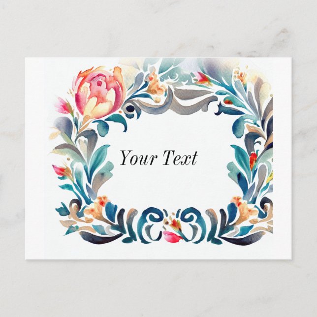 Jolie carte postale Invitation Cadre Floral (Devant)