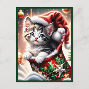 jolie carte postale Joyeux Noël Chat