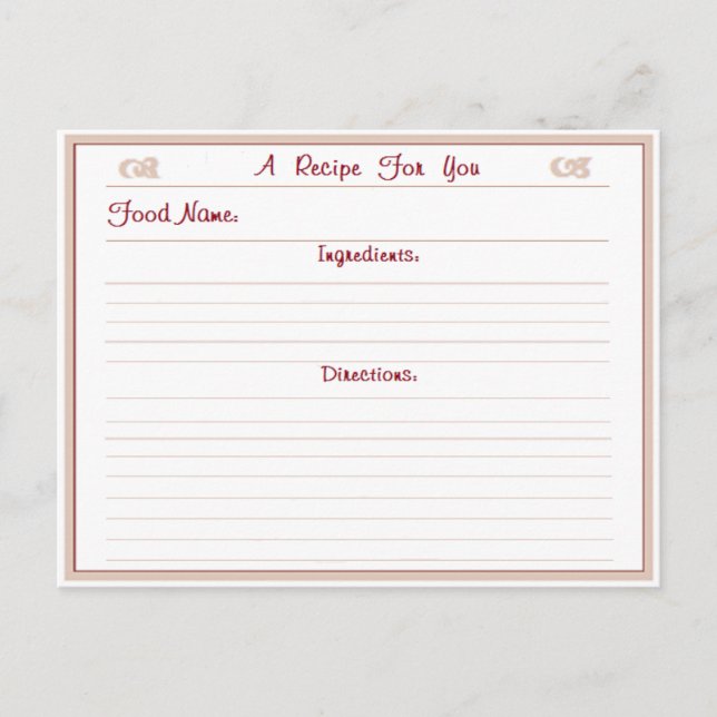 Jolie carte postale Recette (Devant)