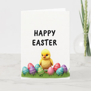 Jolie Carte Saisonnière de Poussin de Printemps