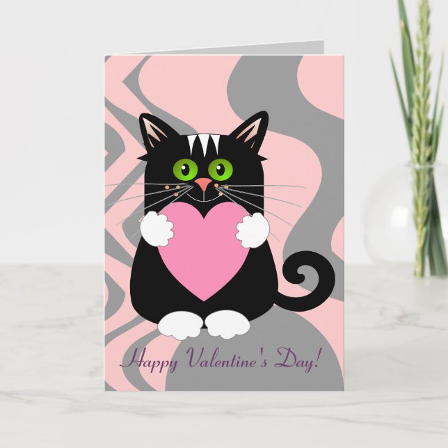 Jolie carte valentine avec chat (Devant)