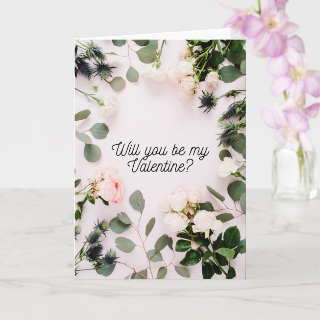Jolie carte Valentines florale, simple et minimali (Orchidée)