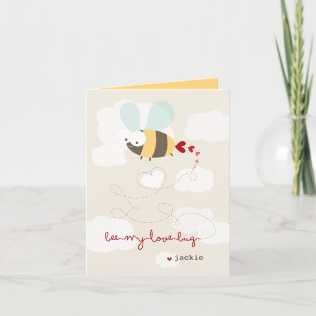 Jolie Cartoon Abee Mine Love Valentine Carte photo (Devant)