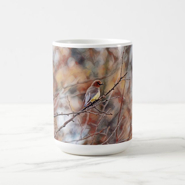 Jolie Cèdre cire Oiseau Photo Art Mug Cup (Centre)