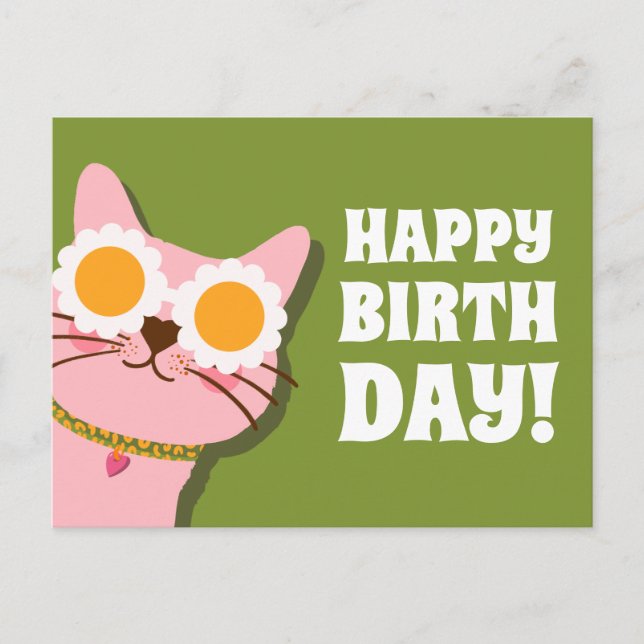 Jolie Chatte Joyeux Anniversaire Carte Postale (Devant)
