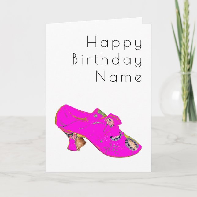 Jolie Chaussure Rose Art Déco Carte Anniversaire (Devant)