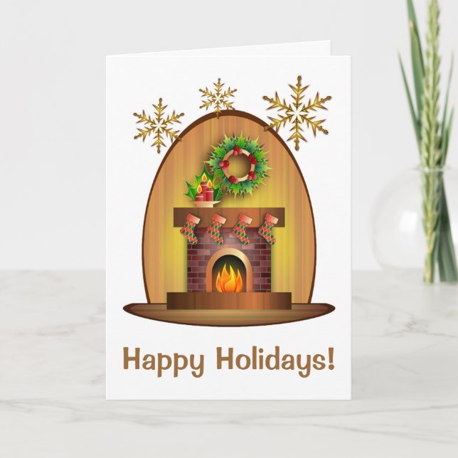 Jolie cheminée Carte de Noël (Devant)