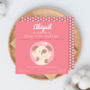 Jolie chienne rose filles Invitation de fête d'ann