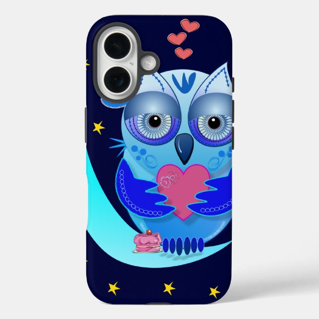 Jolie chouette de dessin animé en coque amoureux (Verso)