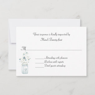 Jolie Cloches Bleues Carte RSVP de mariage personn