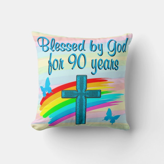 JOLIE COUSSIN CHRÉTIEN DE 90ÈME ANNIVERSAIRE (Recto)
