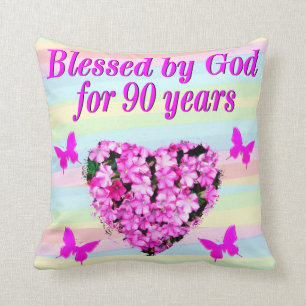 JOLIE COUSSIN FLORAL ROSE 90ÈME ANNIVERSAIRE
