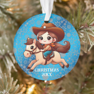Jolie cowgirl et cheval Noël occidental