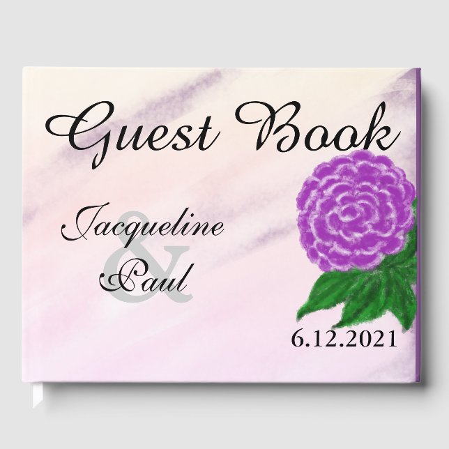 Jolie crème violet Floral Aquarelle Mariage Livre (Recto)