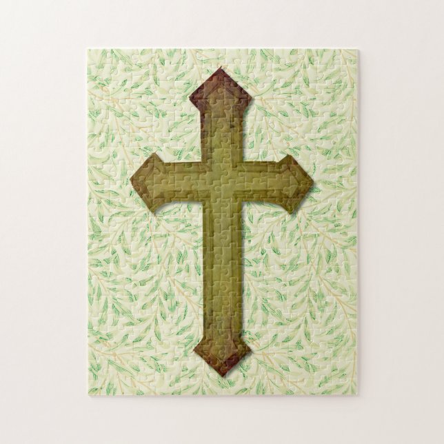 Jolie croix de foi verte Puzzle (Vertical)