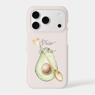 Jolie cuillère en forme de cœur d'avocat rose tend