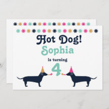 Jolie Dachshund Wiener Dog Invitation Anniversaire