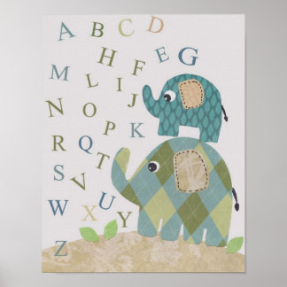 Jolie décoration murale de nursery éléphant alphab