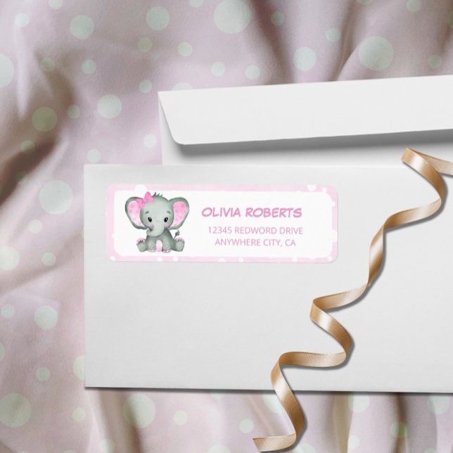 Jolie Eléphant rose Adresse de retour (Créateur téléchargé)