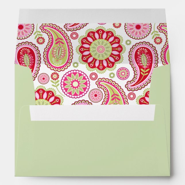 Jolie enveloppe d'invitation Green et Paisley (Dos (Bas))