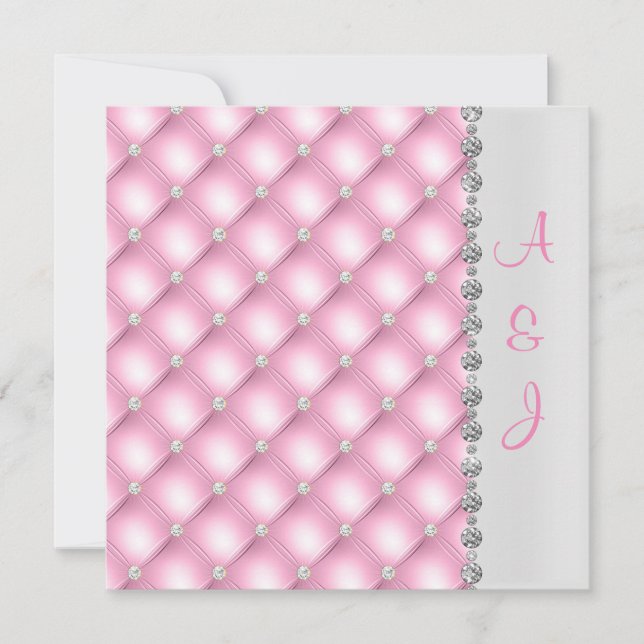 JOLIE FAIRE-PART DE MARIAGE DE DIAMANT ROSE (Devant)